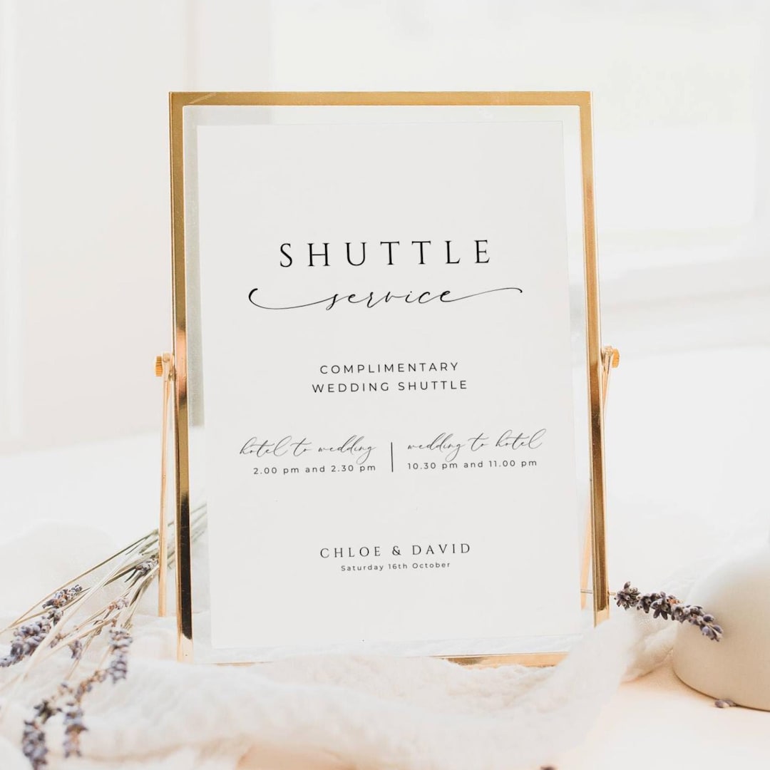 Weddign Shuttle Sign Shuttle Service Wedding Sign, INSTANT DOWNLOAD, Bus Service Times Table ...