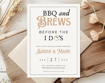 BBQ And Brews Before The I Dos, INSTANT DOWNLOAD, Bbq Couples Shower Invitation, Bridal Shower, Engagement Party Invite, Minimalist - EP001