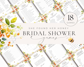 She Found Her Honey Bridal Shower Games, INSTANT DOWNLOAD, Printable Bridal Game Bundle, Canva Template, Meant To Bee, Bride To Bee - EP023