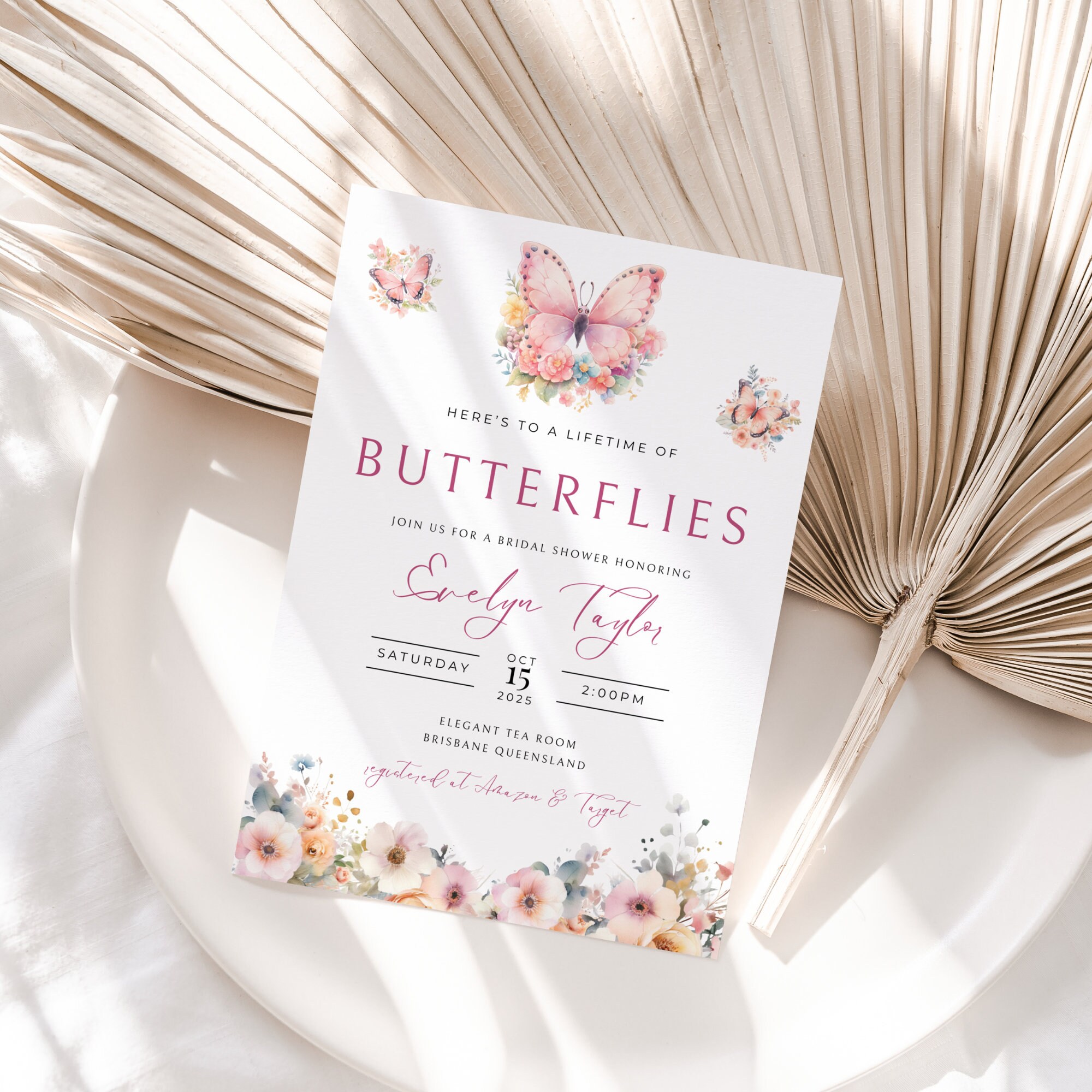 Lifetime of Butterflies Invitation, INSTANT DOWNLOAD, Lifetime of ...