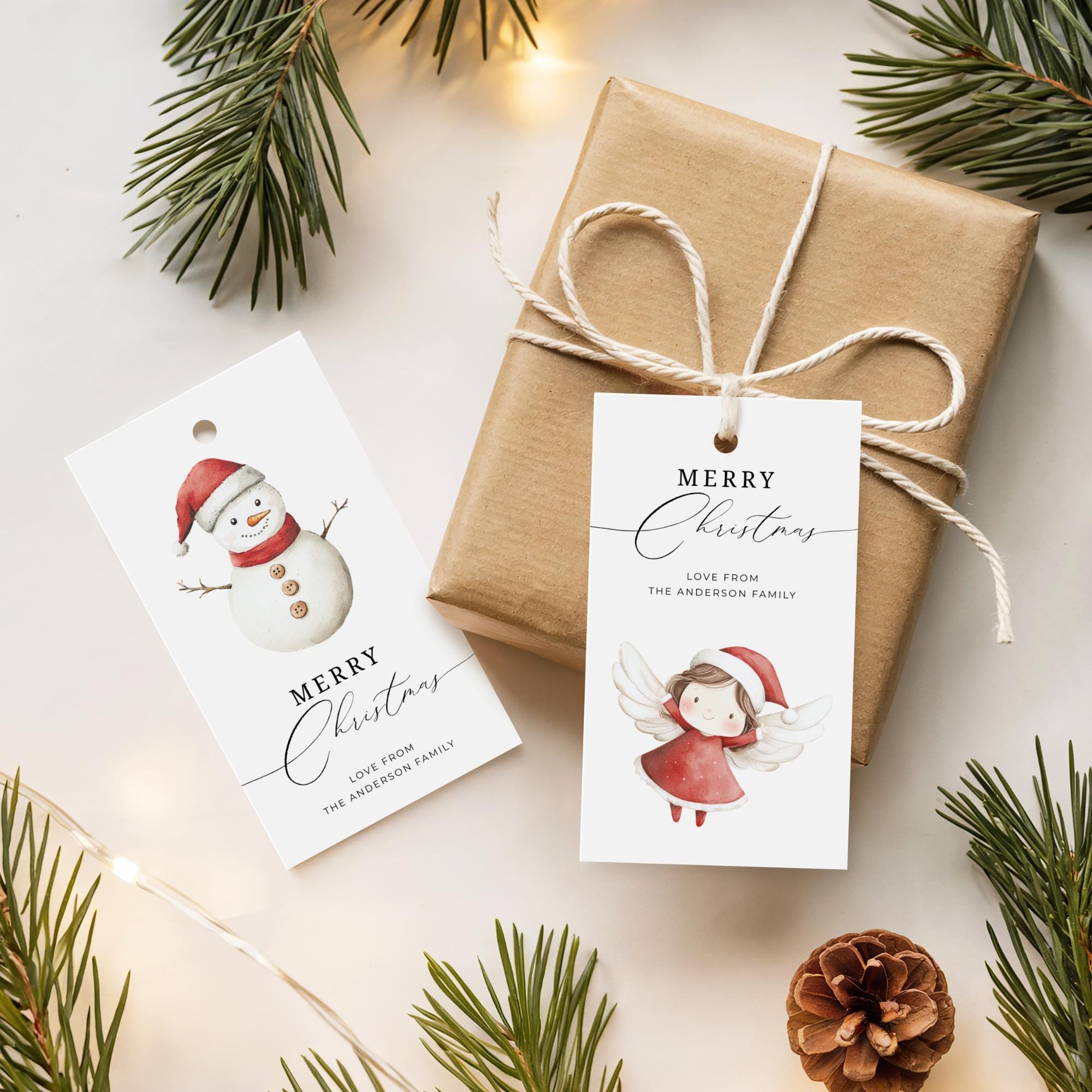 Merry Christmas Gift Tag Template Bundle, Editable Xmas Gift Tags ...