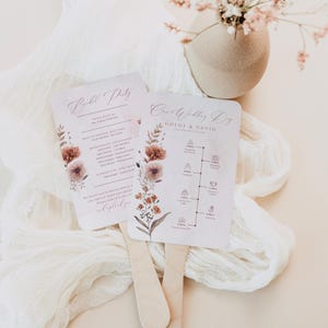 Infographic Wedding Program Fan, INSTANT DOWNLOAD, Share The Love Qr Code, Ceremony Timeline, Order Of Events, Canva Template Boho - EP021