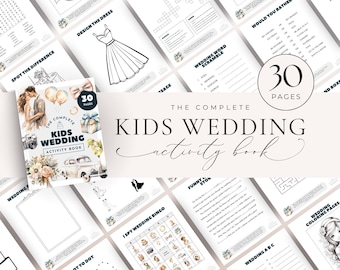 Libro di attività per bambini a tema matrimonio, stampabile, download immediato, pacchetto di attività per bambini, libro da colorare per bambini, set per il tavolo del ricevimento - EP100