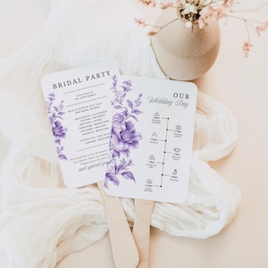 Infografik Hochzeitsprogramm Fächer, SOFORTIGER DOWNLOAD, Teilen Sie die Liebe Qr-Code, Zeremonie-Zeitleiste, Reihenfolge der Ereignisse, Canva Template Lilac - EP018
