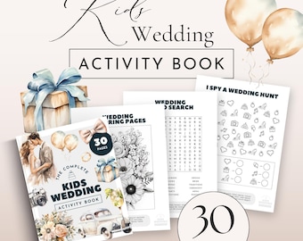 Libro di attività per bambini a tema matrimonio, stampabile, download immediato, pacchetto di attività per bambini, libro da colorare per bambini, set per il tavolo del ricevimento - EP100