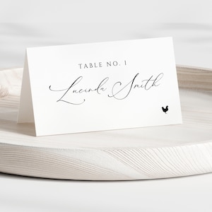 Personalized Wedding Place Cards With Meal Choice, INSTANT DOWNLOAD, Place Card With Meal Icons Template, Minimalist Place Card - EP100