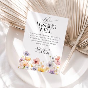 Wunsch gut Hochzeit einladen Einsatz, INSTANT DOWNLOAD, Willkommen Tasche Einsatz, gut wünschen Karte, Canva Vorlage, Wildblumen Florals - EP016