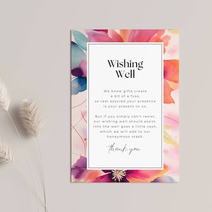 Aquarel bruiloft uitnodigen invoegen, INSTANT DOWNLOAD, bruiloft welkomsttas invoegen, wens goed kaart, Canva sjabloon, kleurrijke Boho - EP008