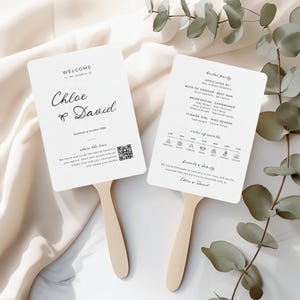 Modern Wedding Program Fans, INSTANT DOWNLOAD, Share The Love Qr Code, Minimalist Fan Template Handdrawn, Timeline, Order Of Events - EP101