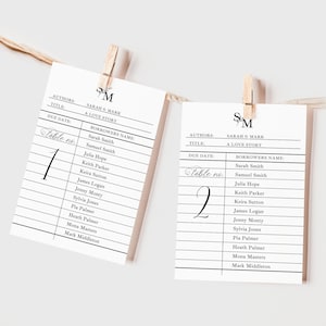 Modello per la disposizione dei posti a sedere per matrimoni 4x6, DOWNLOAD IMMEDIATO, Disposizione dei posti a sedere con schede da biblioteca, Cartoncini per la disposizione dei posti a sedere 5x7, Matrimonio minimalista - EP001