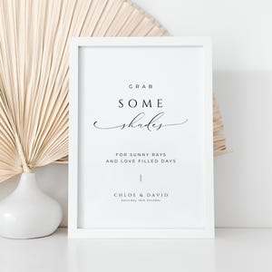 Wedding Sunglasses Sign, INSTANT DOWNLOAD, Please Grab Some Shades, Bridal Party Glasses, Wedding Reception Sign Template, Minimalist- EP100