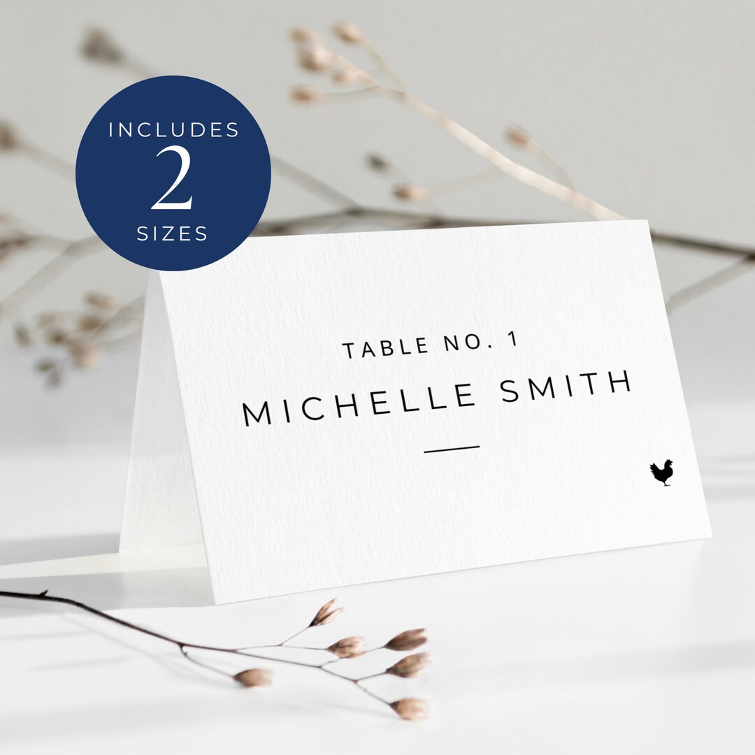 Personalized Wedding Place Cards With Meal Choice, INSTANT DOWNLOAD