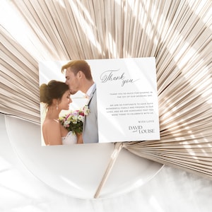Custom Thank You Cards With Photo, INSTANT DOWNLOAD, Wedding Photo Thank You Card Modern, Minimalist Wedding Template, Minimalistic - EP001