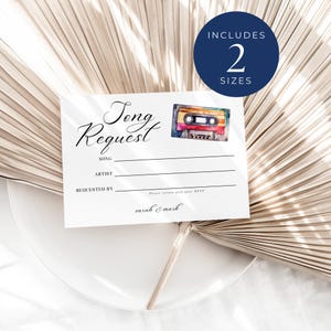 Wedding Rsvp Card Song Request, INSTANT DOWNLOAD, Vintage Mixed Tape, Party Song Request, Canva Template, Wedding Insert, Minimalist - EP001
