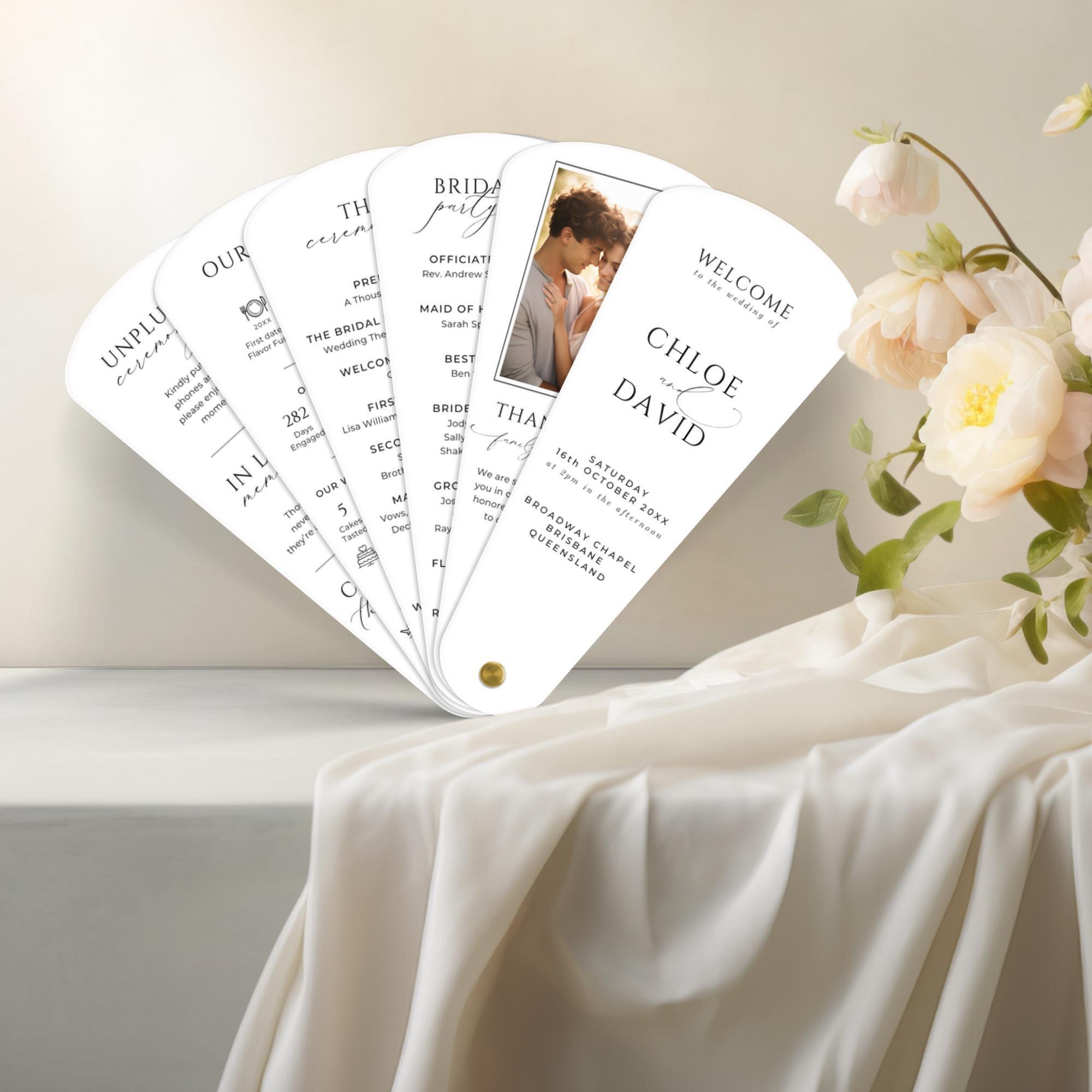 Program Petals Wedding Fan Petal Program Template, DIY Hand Fans Canva, Unique ...