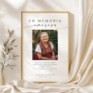 Spanish Memorial Sign With Photo, In Loving Memory Sign, En Memoria Amorosa Picture, Minimalist Signage, INSTANT DOWNLOAD - EP100