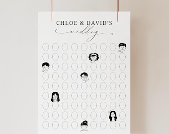 Livro de Assinaturas de Casamento com Carinhas, DOWNLOAD INSTANTÂNEO, Alternativa Exclusiva para Placas de Livro de Assinaturas, Desenhe Seu Rosto, Pôster de Casamento Interativo e Divertido - EP100