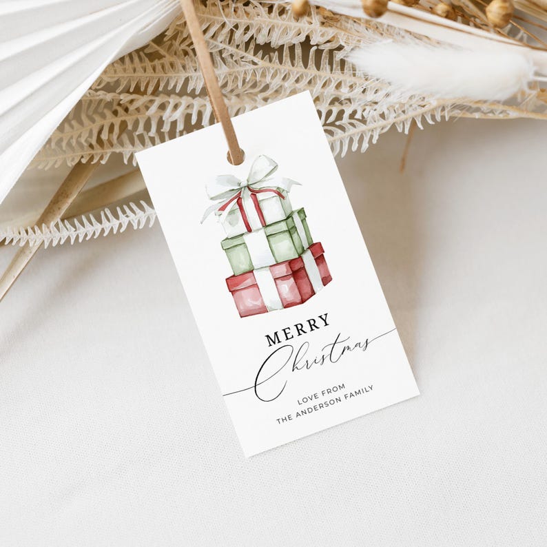 Merry Christmas Gift Tag Template Bundle, Editable Xmas Gift Tags ...