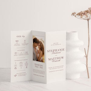 Trifold Program Template Canva, Old Money Wedding Program, Luxury Folded Booklet Photo, Fun Facts, Order Of Events, INSTANT DOWNLOAD - EP102