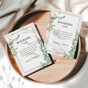 Carte de voeux de mariage Heron, téléchargement immédiat, oiseaux bleus victoriens, modèle de toile avec insert floral vintage, verdure romantique - EP019