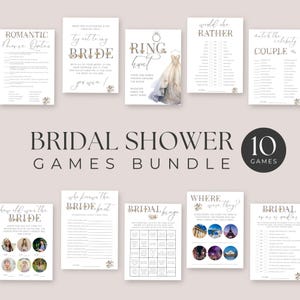 Modern Bridal Shower Games Bundle, INSTANT DOWNLOAD, Boho Bridal Shower Games Editable, Customizable Canva Template, Modern Minimal - EP001