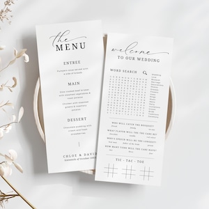 Wedding Menu Activity Card, INSTANT DOWNLOAD, Fun Reception Quiz Menu Printable, Cocktail Hour Game Sheet, Betting On Love, Trivia - EP100