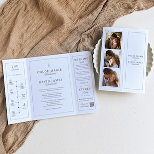 Gatefold Wedding Invitations With Photos Canva, INSTANT DOWNLOAD, Minimalist Trifold Wedding Invite, Photo Invitation, Modern Classic- EP100
