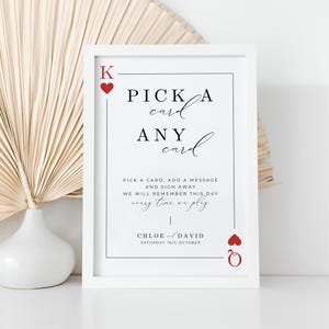 Letreros de boda para libro de visitas de naipes, descarga instantánea, elige una carta, letrero de baraja de cartas para libro de visitas, minimalista y único - EP100