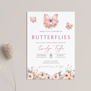 Lifetime Of Butterflies Invitation, INSTANT DOWNLOAD, Lifetime Of Butterflies Decor, Bridal Shower Invite Template, Butterfly Bridal - EP001