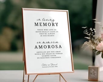 Wedding Memorial Sign Spanish, INSTANT DOWNLOAD, In Loving Memory Sign, En Memoria Amorosa, Wedding Sign Template, Minimalist- EP101