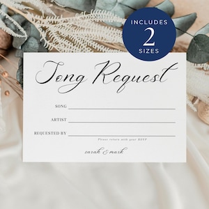 Tarjeta de confirmación de asistencia para bodas con solicitud de canciones, DESCARGA INSTANTÁNEA, Tarjeta de solicitud de DJ, Solicitud de canciones para fiestas, Plantilla de Canva, Inserto para bodas, Minimalista - EP001