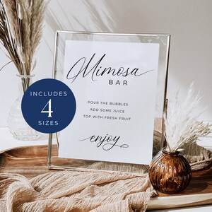 Minimalist Mimosa Bar Sign Template, INSTANT DOWNLOAD, Mimosa Bar Sign Boho Wedding, Rustic Bridal Shower, Modern Minimalist Wedding - EP001