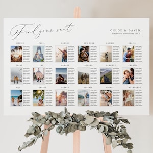 結婚式席次表テンプレート画像、即時ダウンロード、写真撮影場所別ゲスト席次表、移動式席次表、披露宴席次表 - EP100