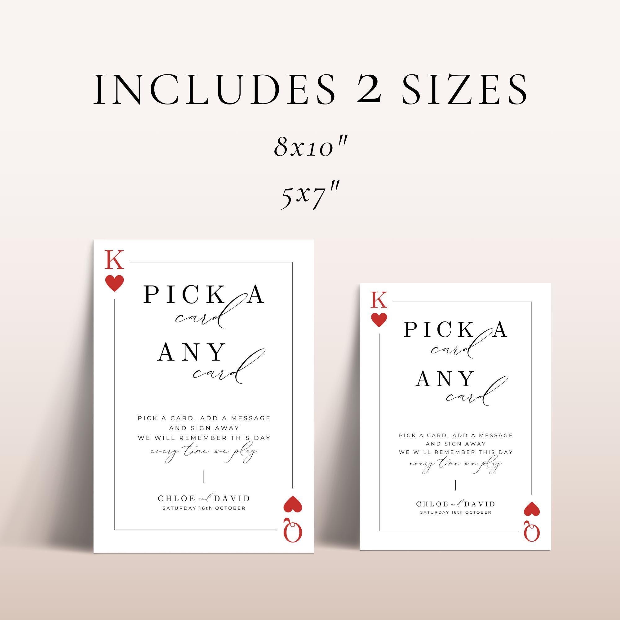 Wedding Signs for Playing Card Guest Book, INSTANT DOWNLOAD, Pick A ...