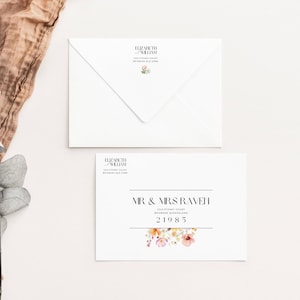 Wildflower Address Template, INSTANT DOWNLOAD, Envelope Address Template 5x7, Wedding Invite Address Labels, Return Address, Florals - EP016