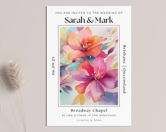 Modern Colorful Boho Wedding Invite, INSTANT DOWNLOAD, Vibrant Floral Wedding Invitation, Spring Floral Wedding, Colorful Boho - EP008