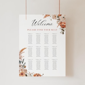 Bord bord verbrand oranje, INSTANT DOWNLOAD, bord terracotta bruiloft vind je stoel, intiem elegant decor, roestbloemen - EP009