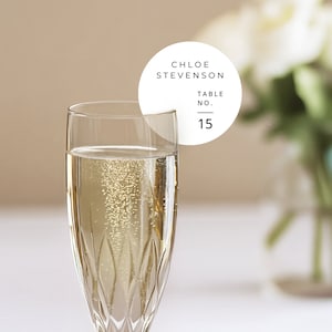 Champagnerflöte Platzkarte, SOFORTIGER DOWNLOAD, Weinglas-Namensschild, Kreis-Sitzplatzkarten, minimalistische Namenskarten für Hochzeiten - EP001