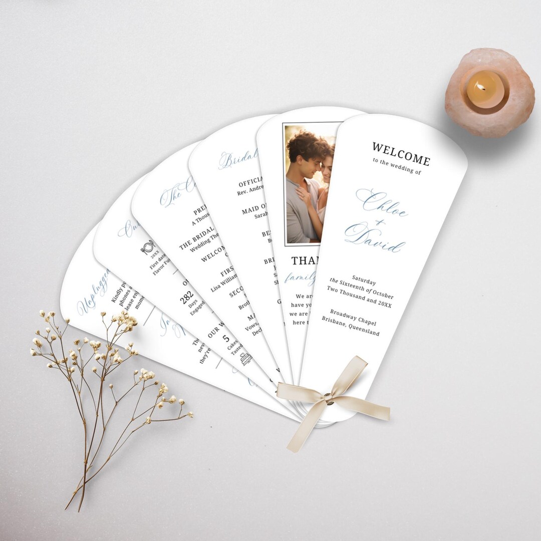 Program Petals Wedding Fan Petal Program Template, DIY Hand Fans Canva, Unique ...