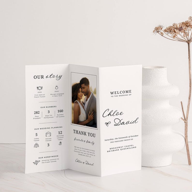 Trifold Wedding Program Template Handdrawn, INSTANT DOWNLOAD ...