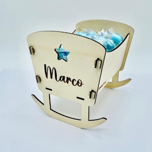 Culla Porta Confetti in Legno con personalizzazione