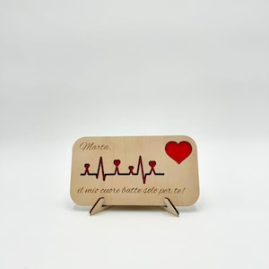 San Valentino - Placca in legno PERSONALIZZABILE con movimento cuore