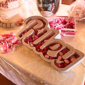 Porta Confetti Polistirolo nomi in polistirolo COLORATI PERSONALIZZABILI (con glitter) - Compleanno - Battesimo - Comunione - Matrimonio