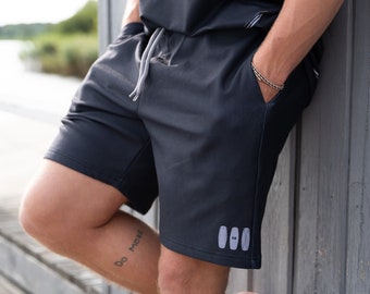 OLLIE Black Shorts with Logo and Pockets | Wakeboarding Theme | Abstract Minimal Unisex Hipster | High Quality Print | Made in EU