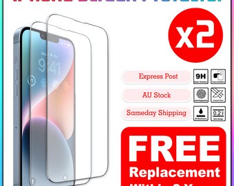 2X Tempered Glass Screen Protector For iPhone 14 13 12 11 Pro Max 7 8 PLUS X XR SE  Free Replacement Within 2years