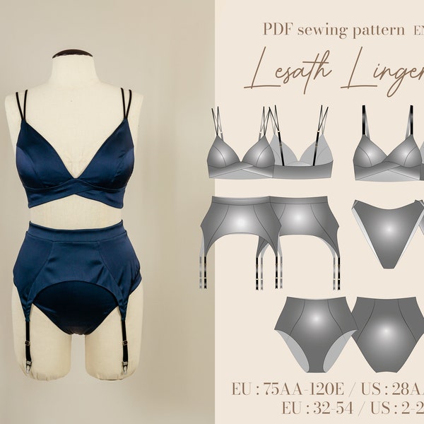 Lingerie PDF Sewing Pattern - 32-54 EU / 2-24 US - English/French