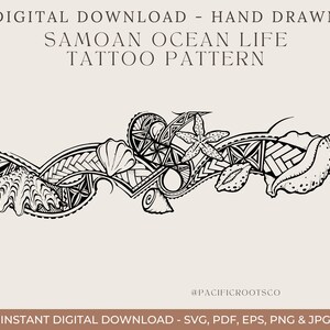 Samoan Ocean Life Tattoo Digital Download Text Seashells Clam Pattern Tribal Tatau Pacific Island 684 685 Motif Culture svg pdf eps png jpeg