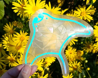 Atrapasol de manta raya, forma de arcoíris, animal marino, pegatina de prisma arcoíris para ventana, pegatina marina para ventana, decoración para sala de estar, calcomanías para habitación infantil