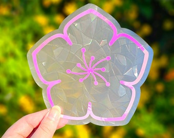 Atrapasueños de flores de cerezo - Creador de arcoíris Sakura Adhesivo de prisma de arcoíris Adhesivo floral para ventana Adhesivo de sol rosa para ventana