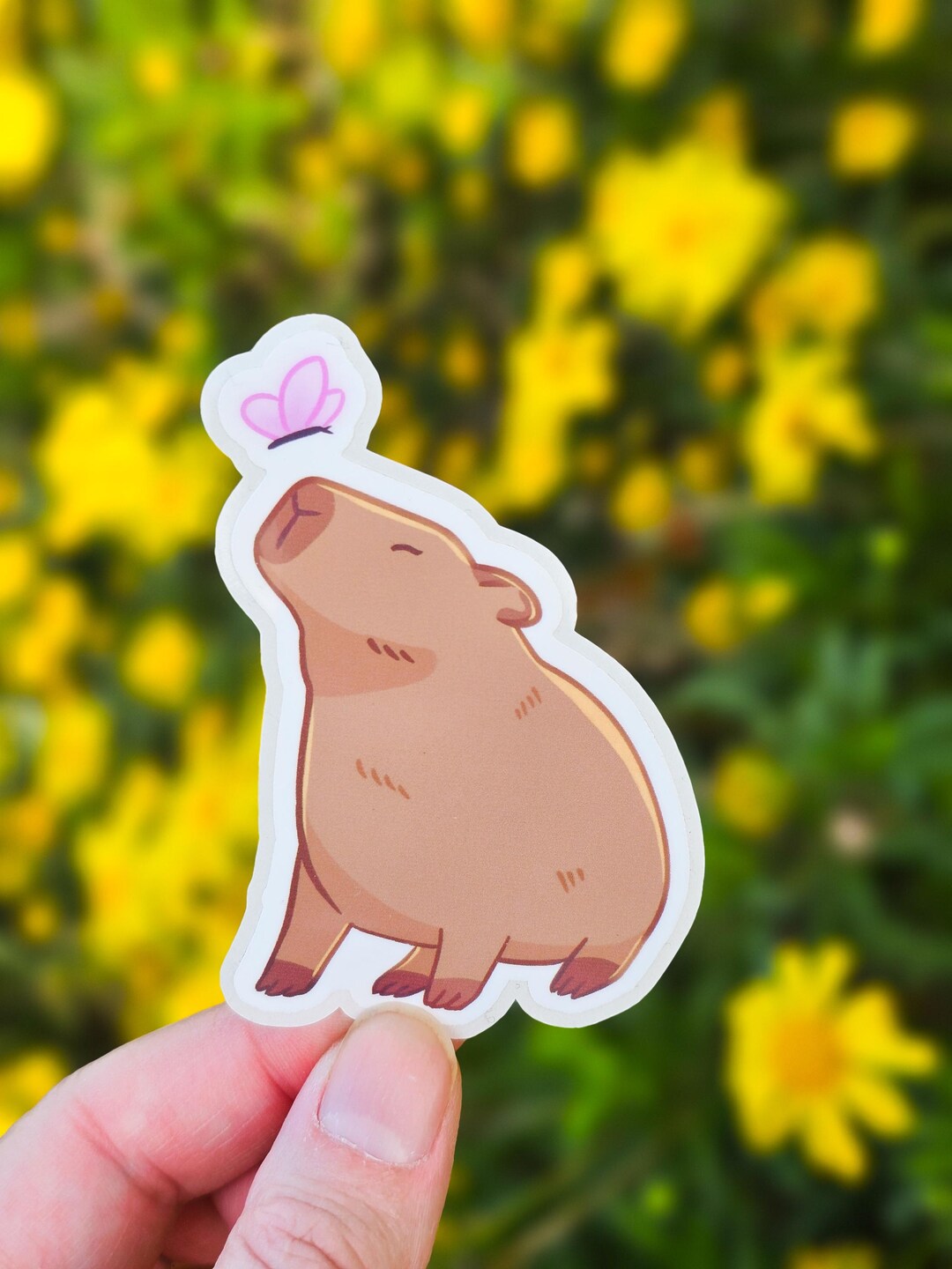 Butterfly Cappy Sticker - Capybara Sticker, Glossy Waterproof Sticker ...